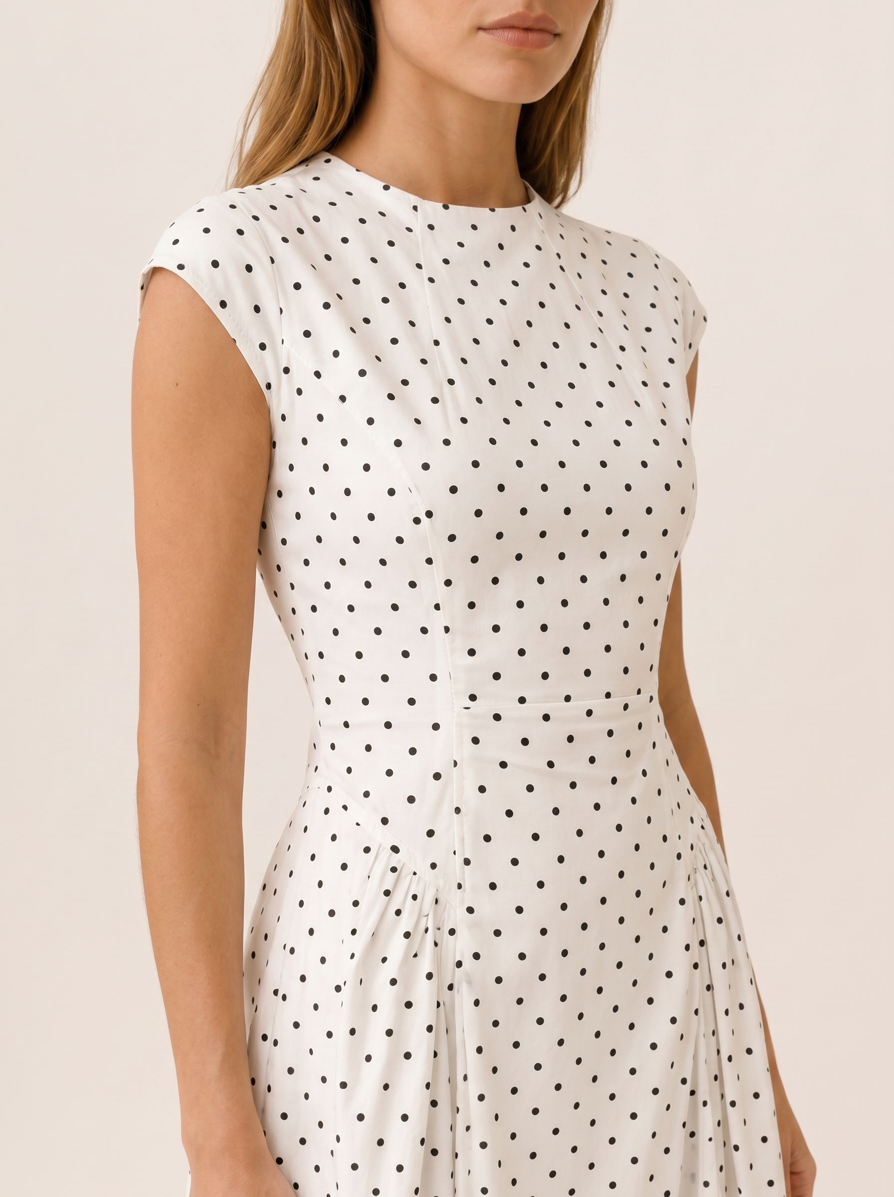 Women's Polka Dot Maxi Dress Cap Sleeve Round Neck A-Line Everyday