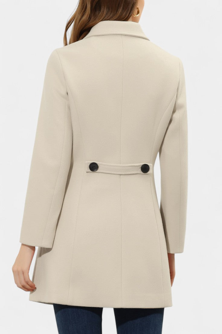 Women's Single-Breasted Coat Collared Long Sleeve Button-Front Winter Outerwear