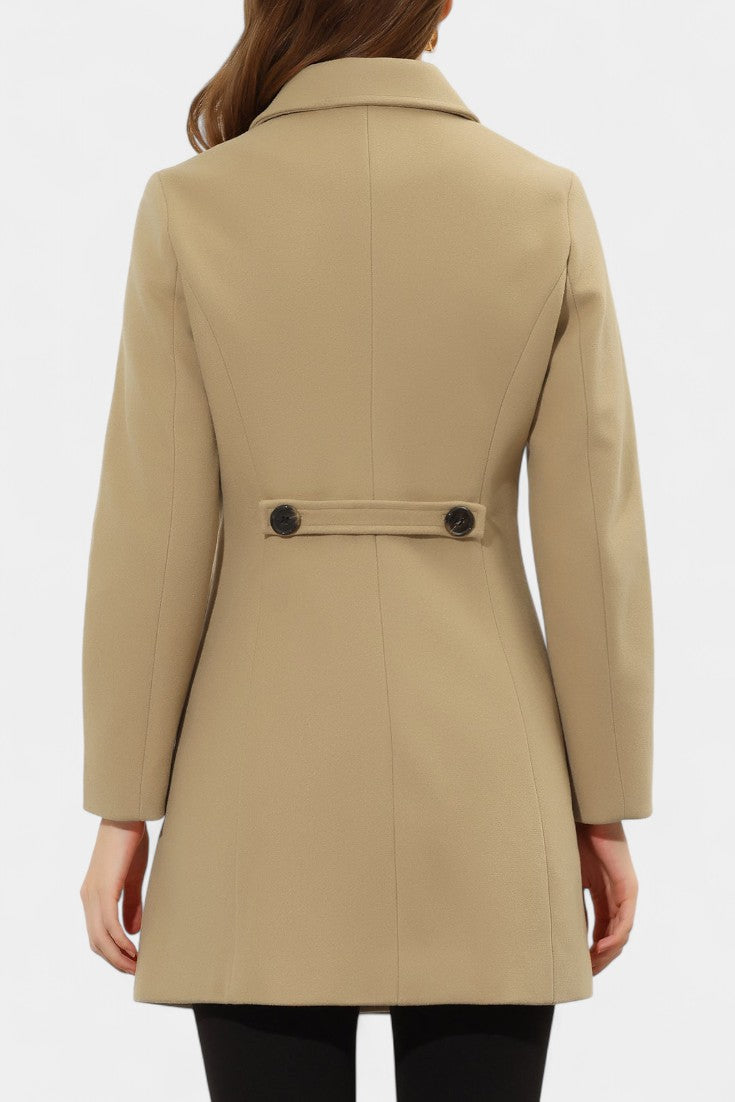 Women's Single-Breasted Coat Collared Long Sleeve Button-Front Winter Outerwear
