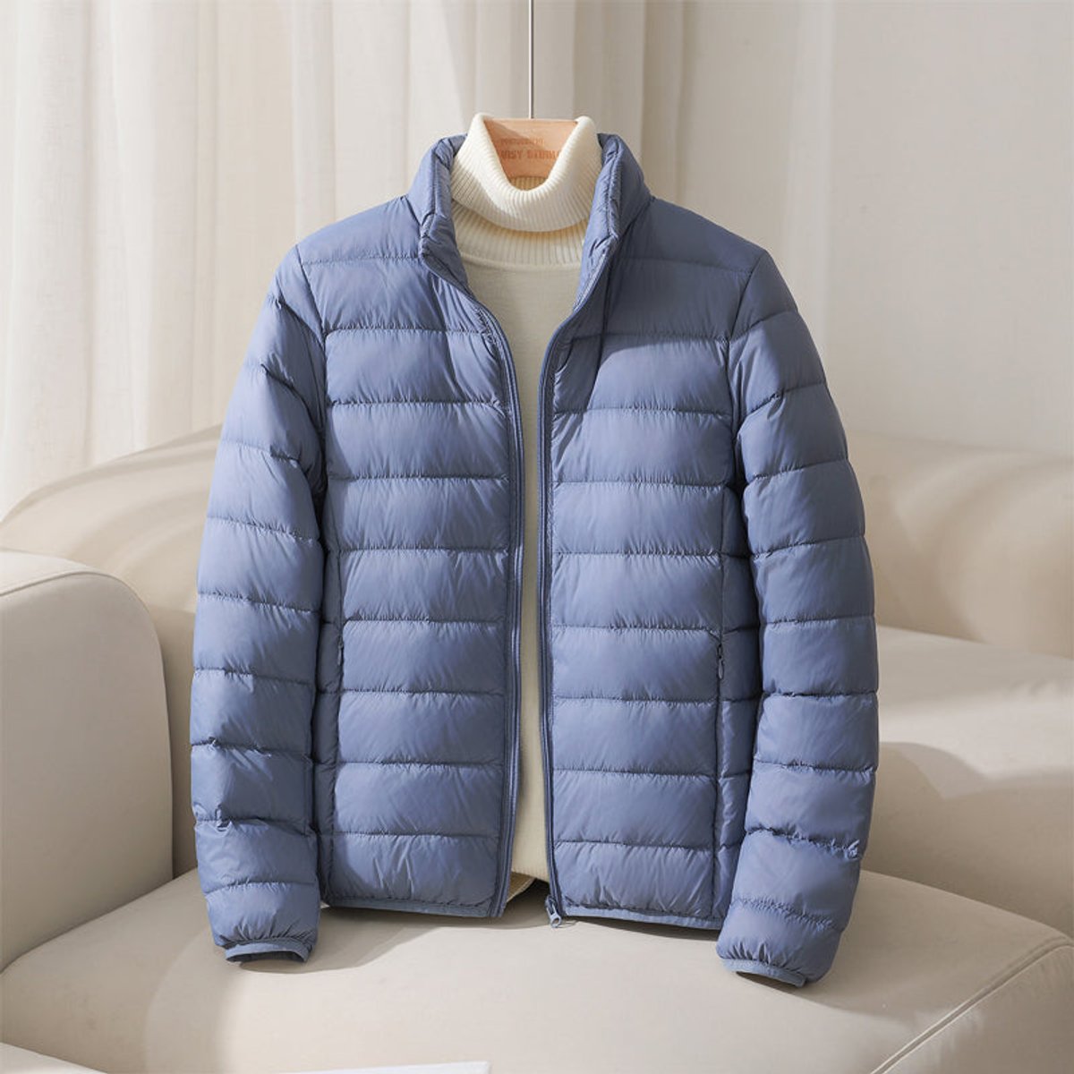 Women's Lightweight Quilted Puffer Jacket Stand Collar Zip Up Winter Coat
