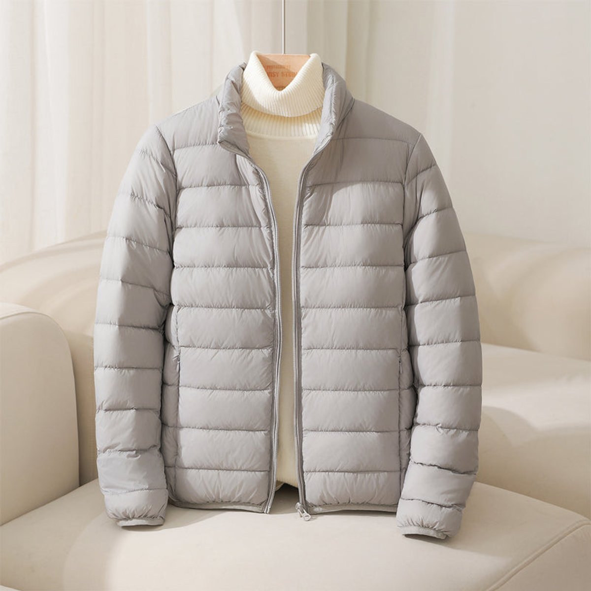 Women's Lightweight Quilted Puffer Jacket Stand Collar Zip Up Winter Coat