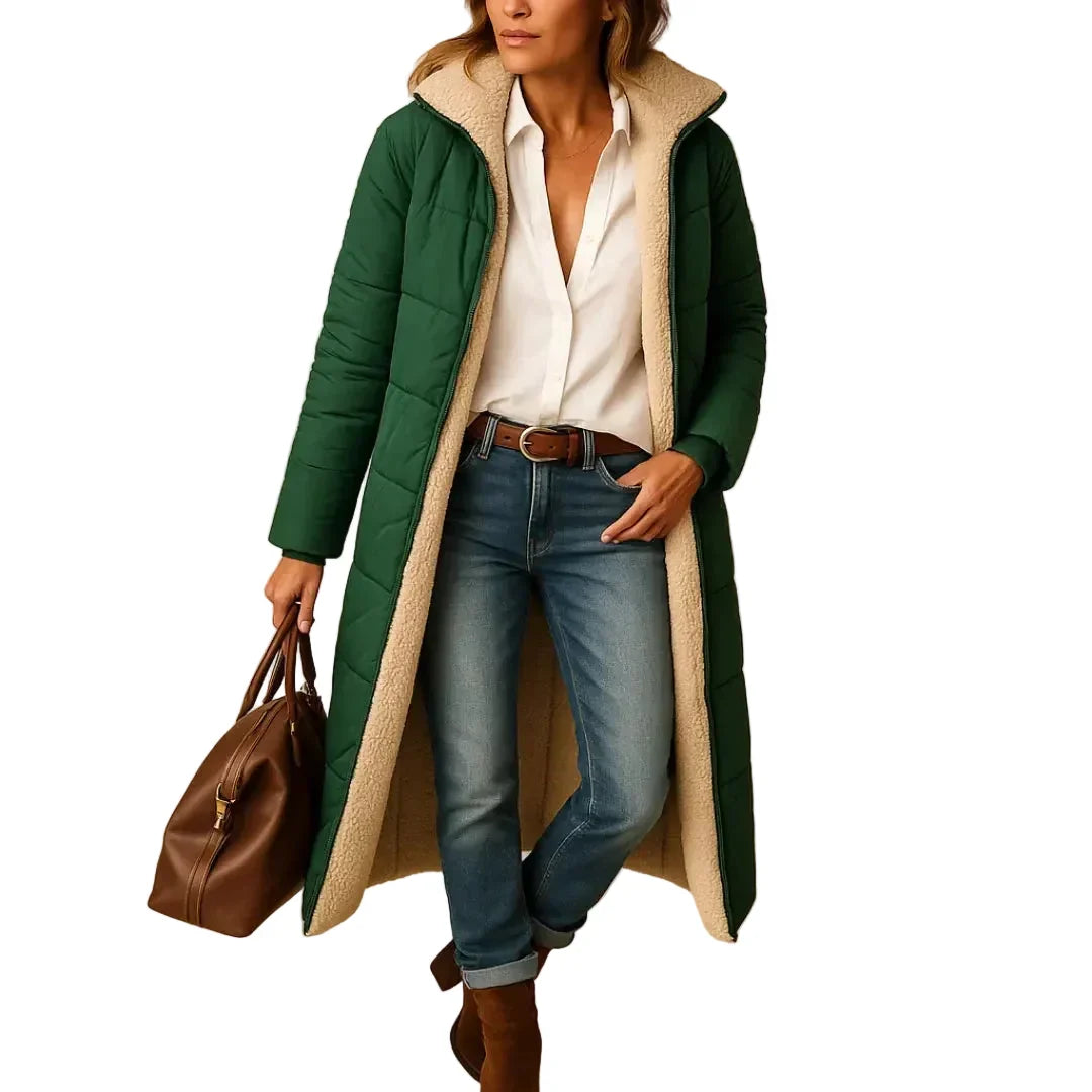 Women's Longline Puffer Coat Hooded Quilted Padded Insulated Winter Outerwear
