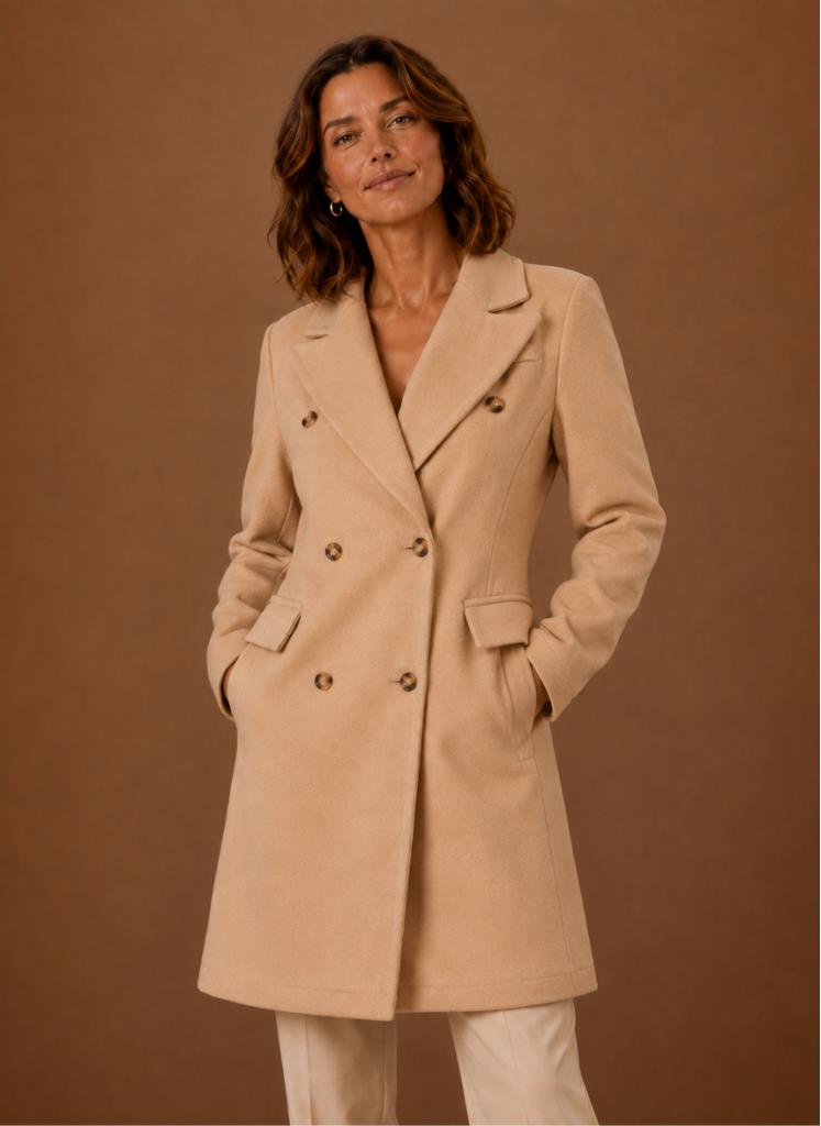 Women's Double Breasted Coat Long Tailored Notch Lapel Winter Coat