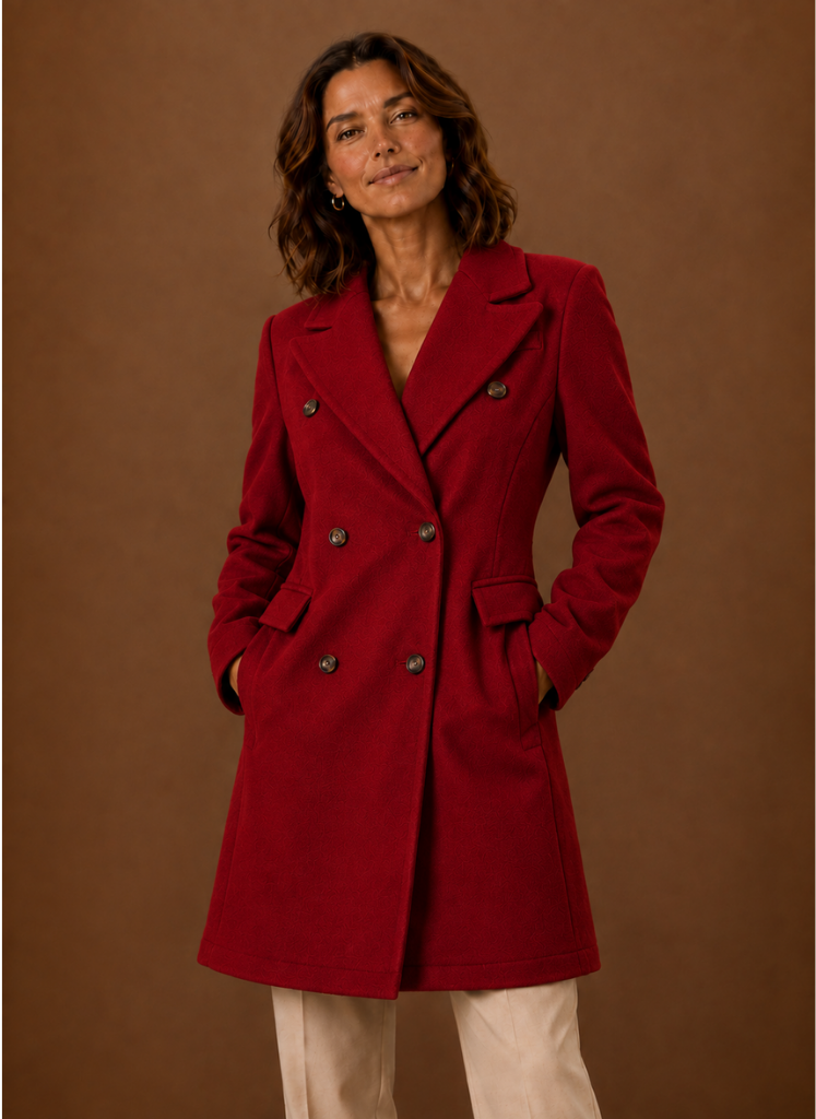 Women's Double Breasted Coat Long Tailored Notch Lapel Winter Coat