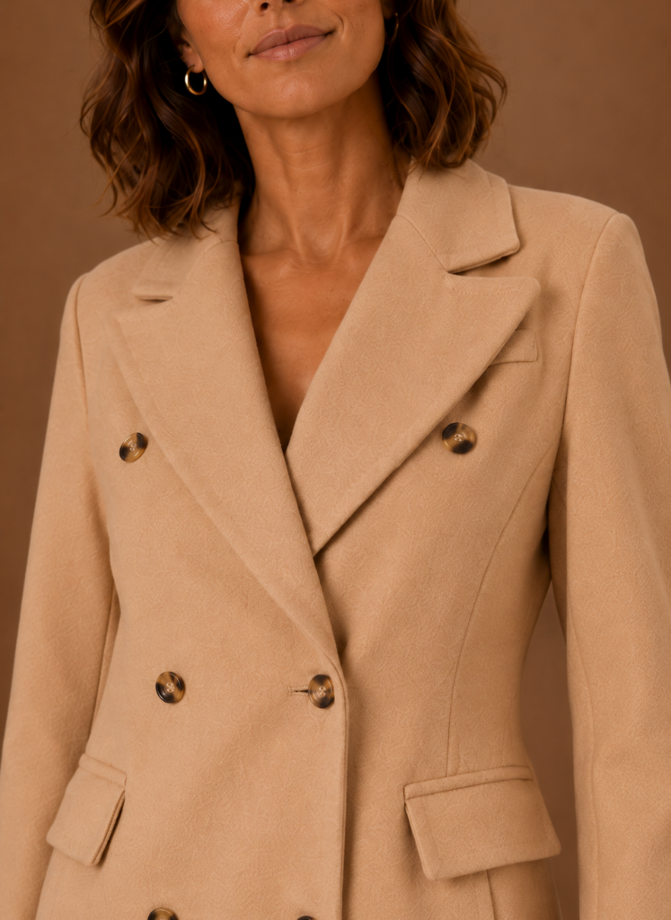 Women's Double Breasted Coat Long Tailored Notch Lapel Winter Coat