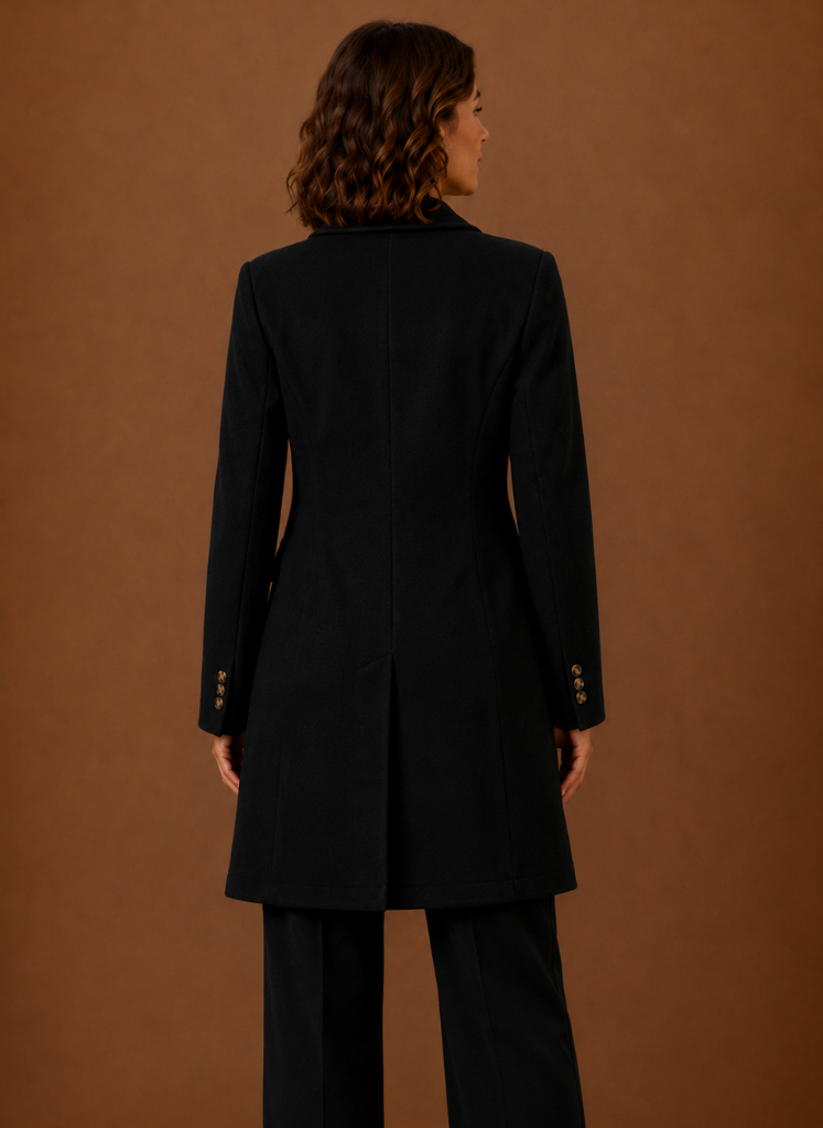 Women's Double Breasted Coat Long Tailored Notch Lapel Winter Coat