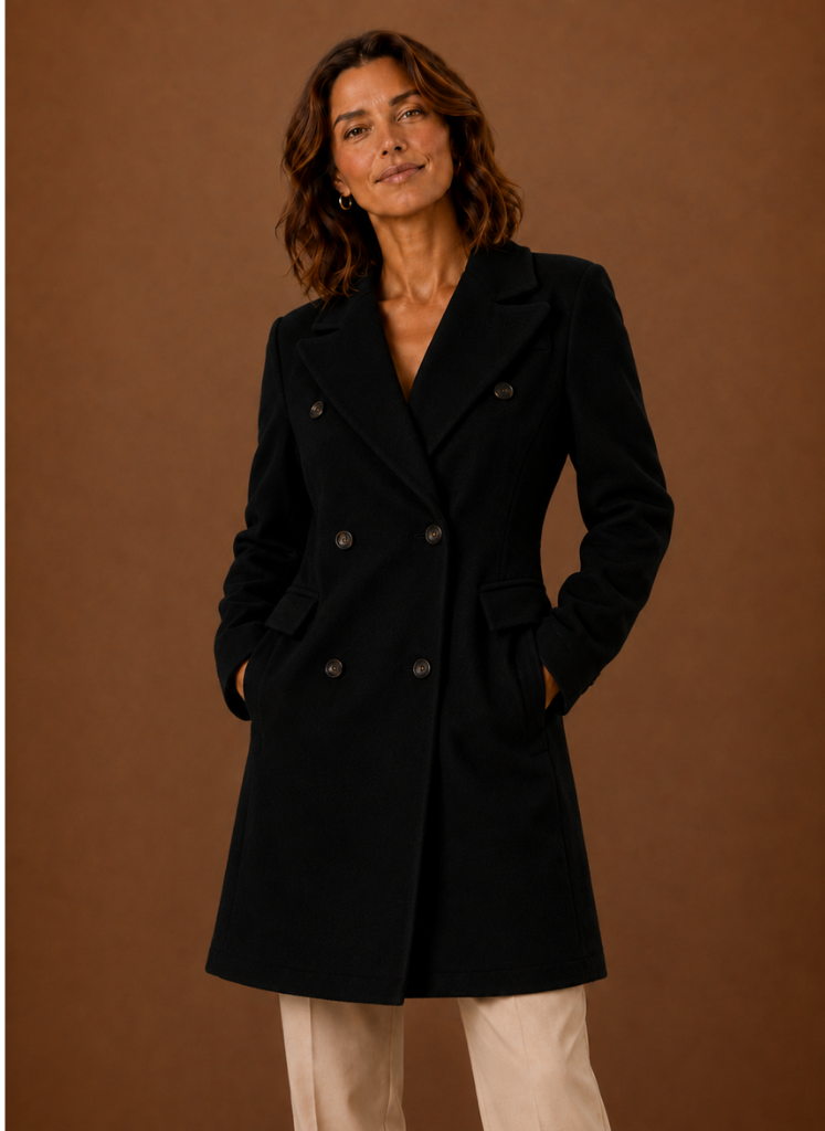 Women's Double Breasted Coat Long Tailored Notch Lapel Winter Coat