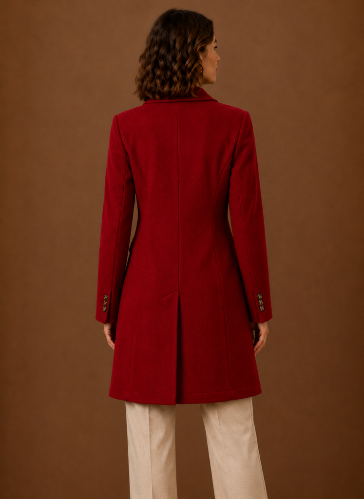 Women's Double Breasted Coat Long Tailored Notch Lapel Winter Coat