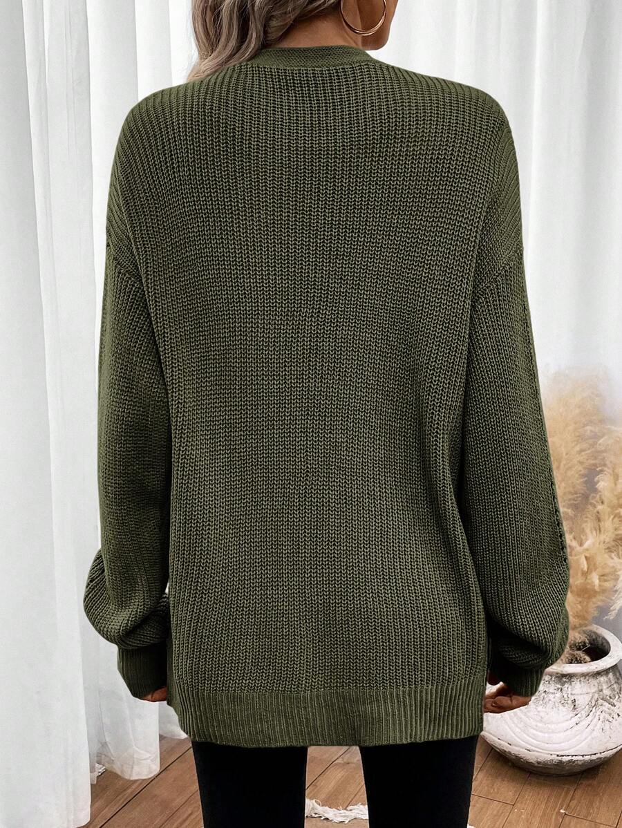 Women's Open Front Cardigan Pointelle Knit Long Sleeve Oversized Everyday Layer