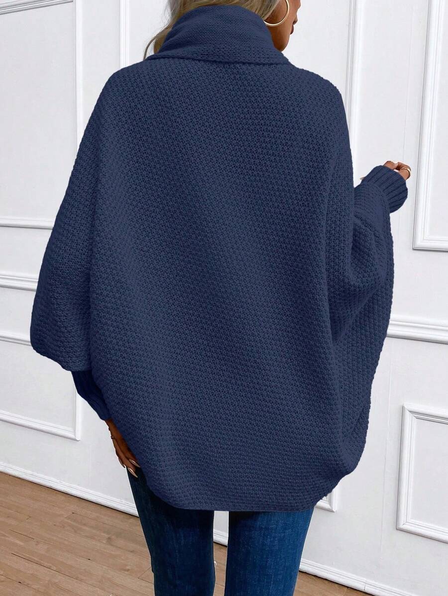 Women's Shawl Collar Cardigan Batwing Sleeve Open Front Knit Pink