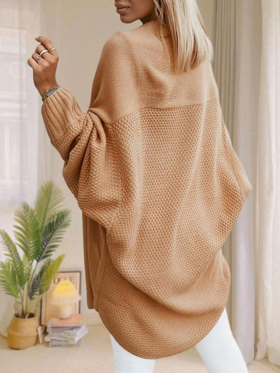 Women's Oversized Batwing Sleeve Cardigan Open Front Longline Knit Sweater