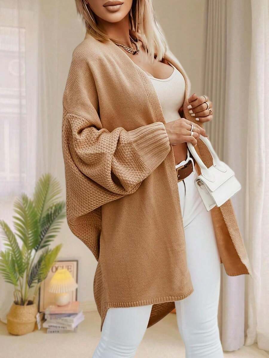 Women's Oversized Batwing Sleeve Cardigan Open Front Longline Knit Sweater