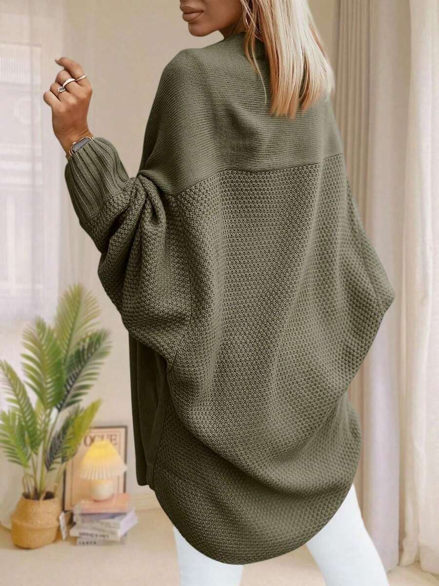 Women's Oversized Batwing Sleeve Cardigan Open Front Longline Knit Sweater