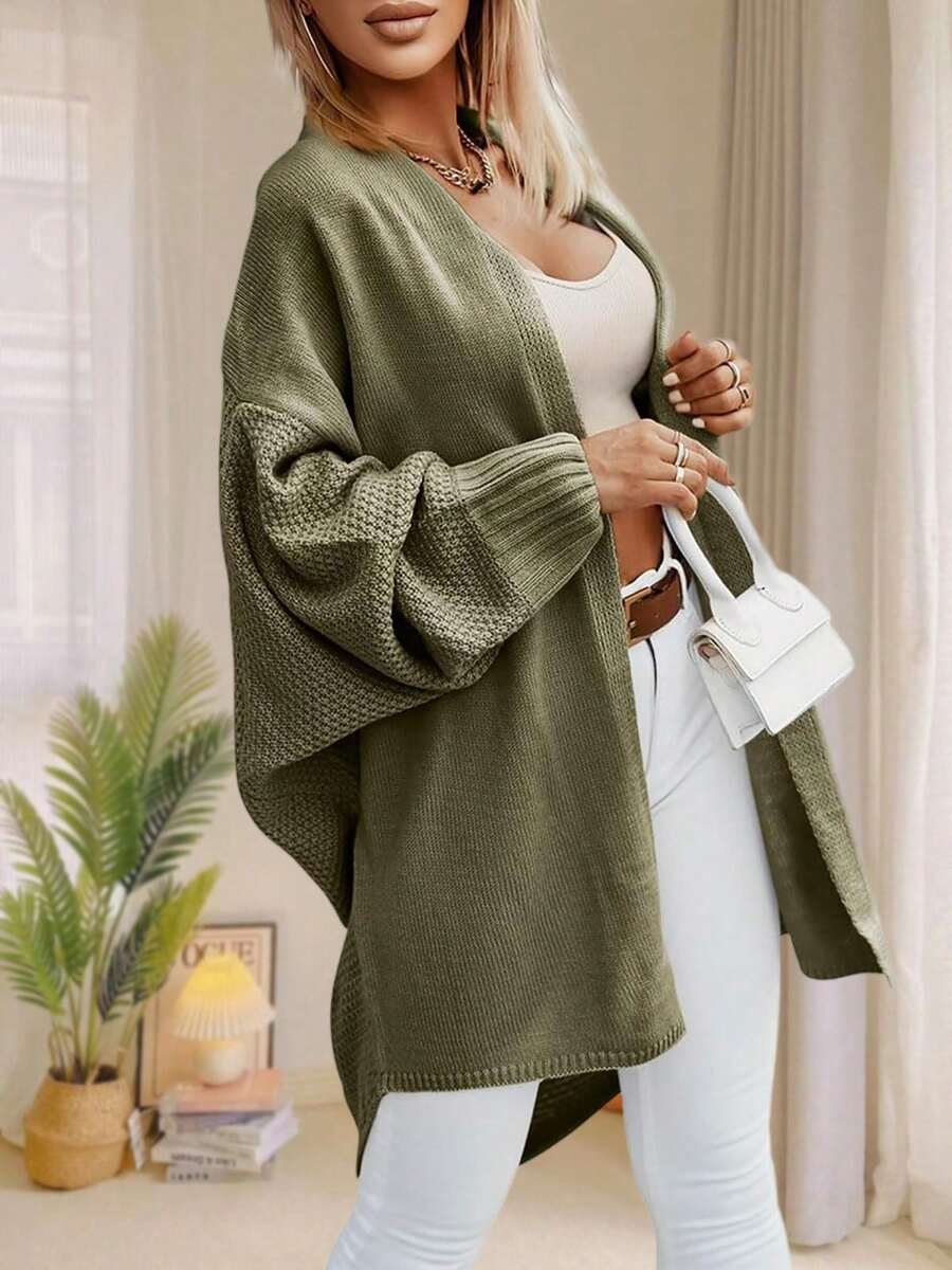 Women's Oversized Batwing Sleeve Cardigan Open Front Longline Knit Sweater