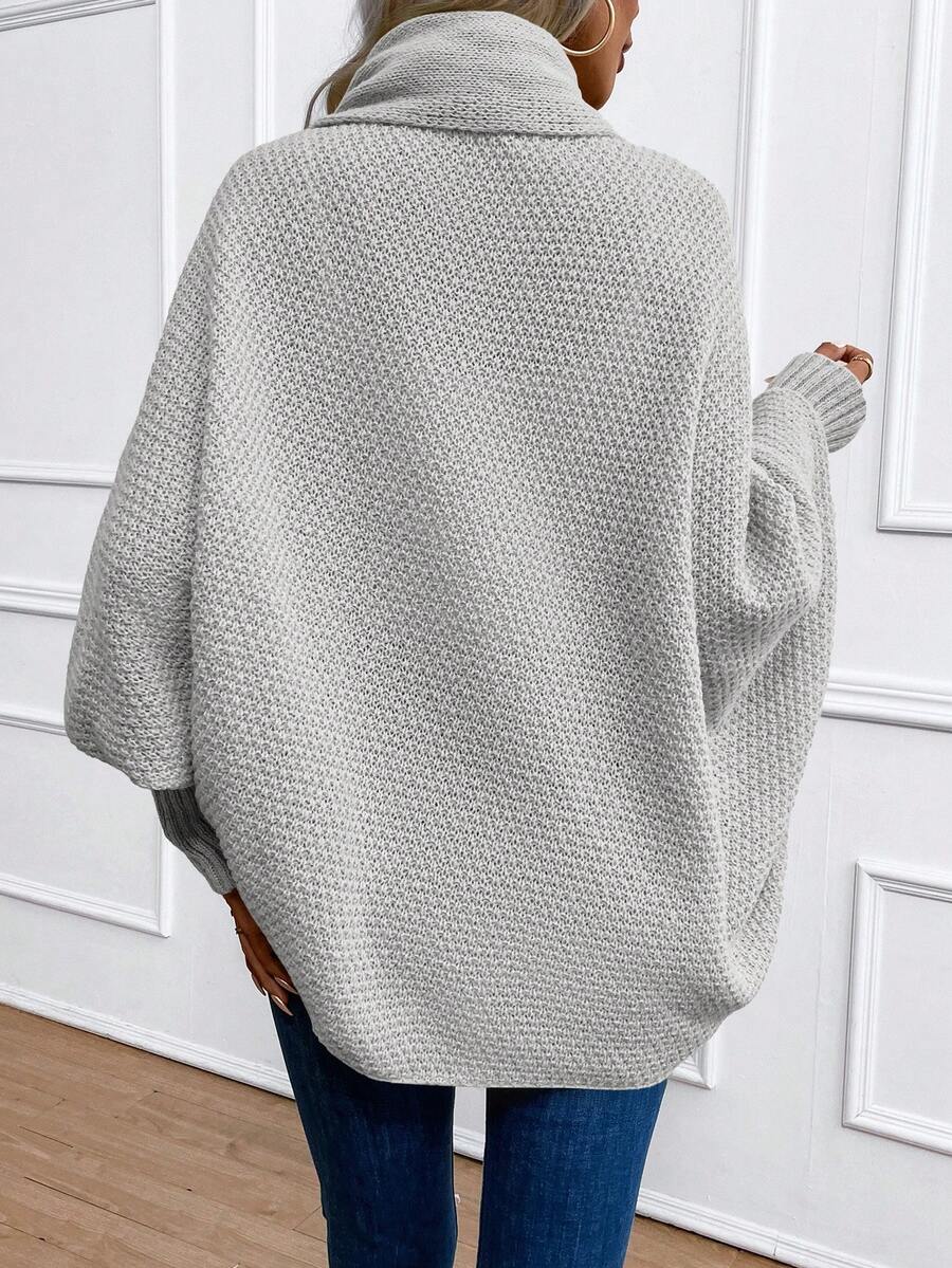 Women's Shawl Collar Cardigan Batwing Sleeve Open Front Knit Pink