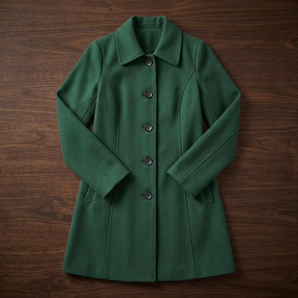 Women's Winter Trench Coat Collared Single-Breasted Button Mid-Length Coat