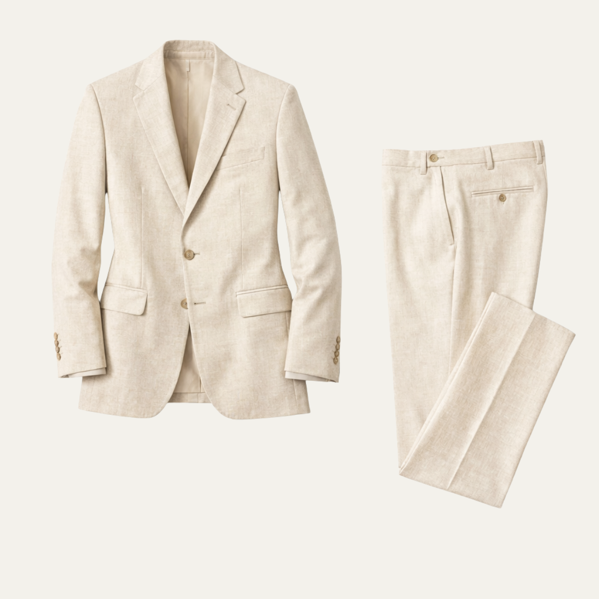 The Rossano Men’s Beige Linen Suit – Slim Fit Jacket & Pants Set