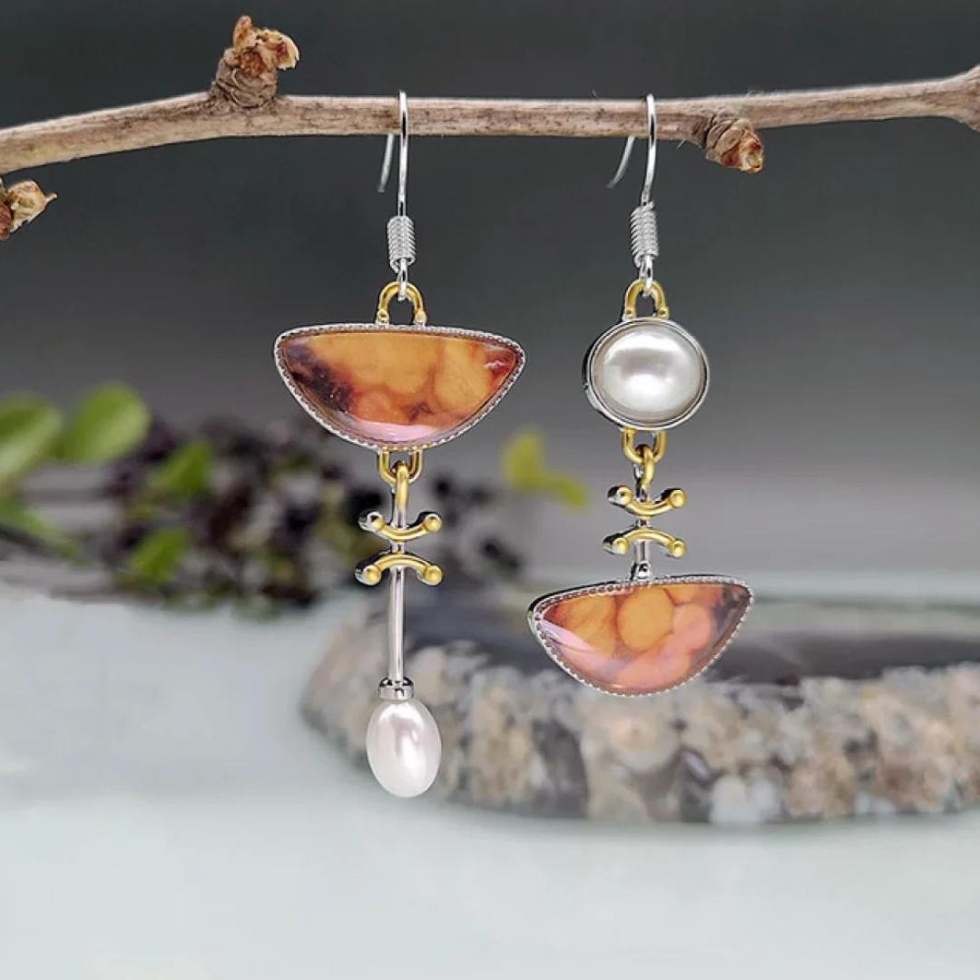Natural Orange Gemstone Earrings