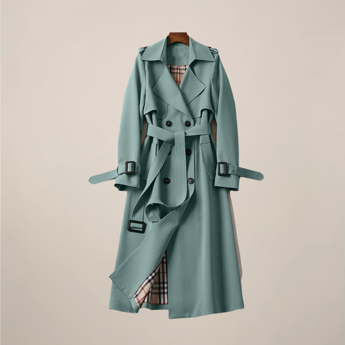 Women's Classic Belted Trench Coat – Stylish Double-Breasted Outerwear