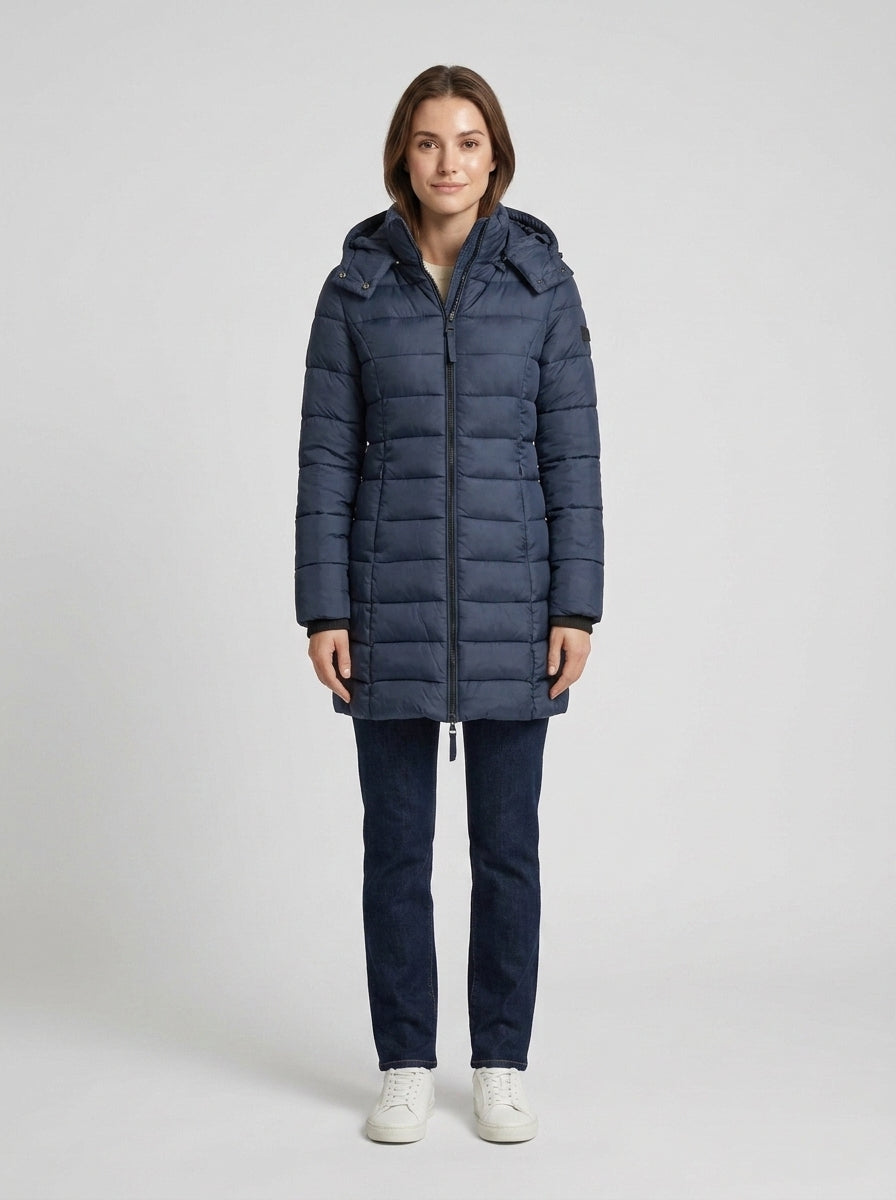 Women's Hooded Puffer Jacket Zip Long Sleeve Padded Winter Outerwear