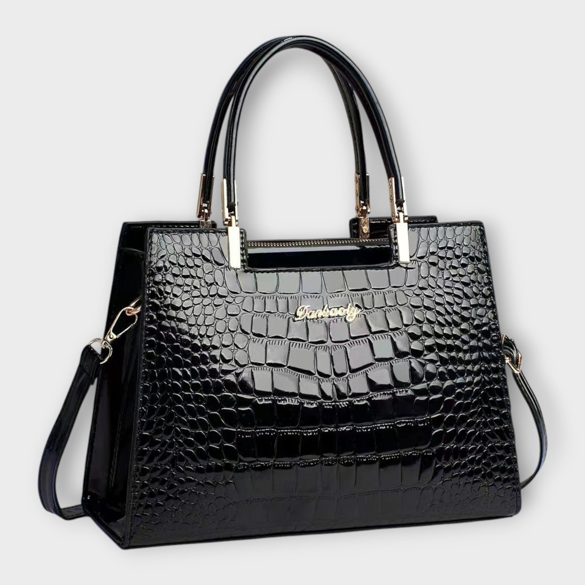 Glossy Crocodile Pattern Handbag for Chic Occasions