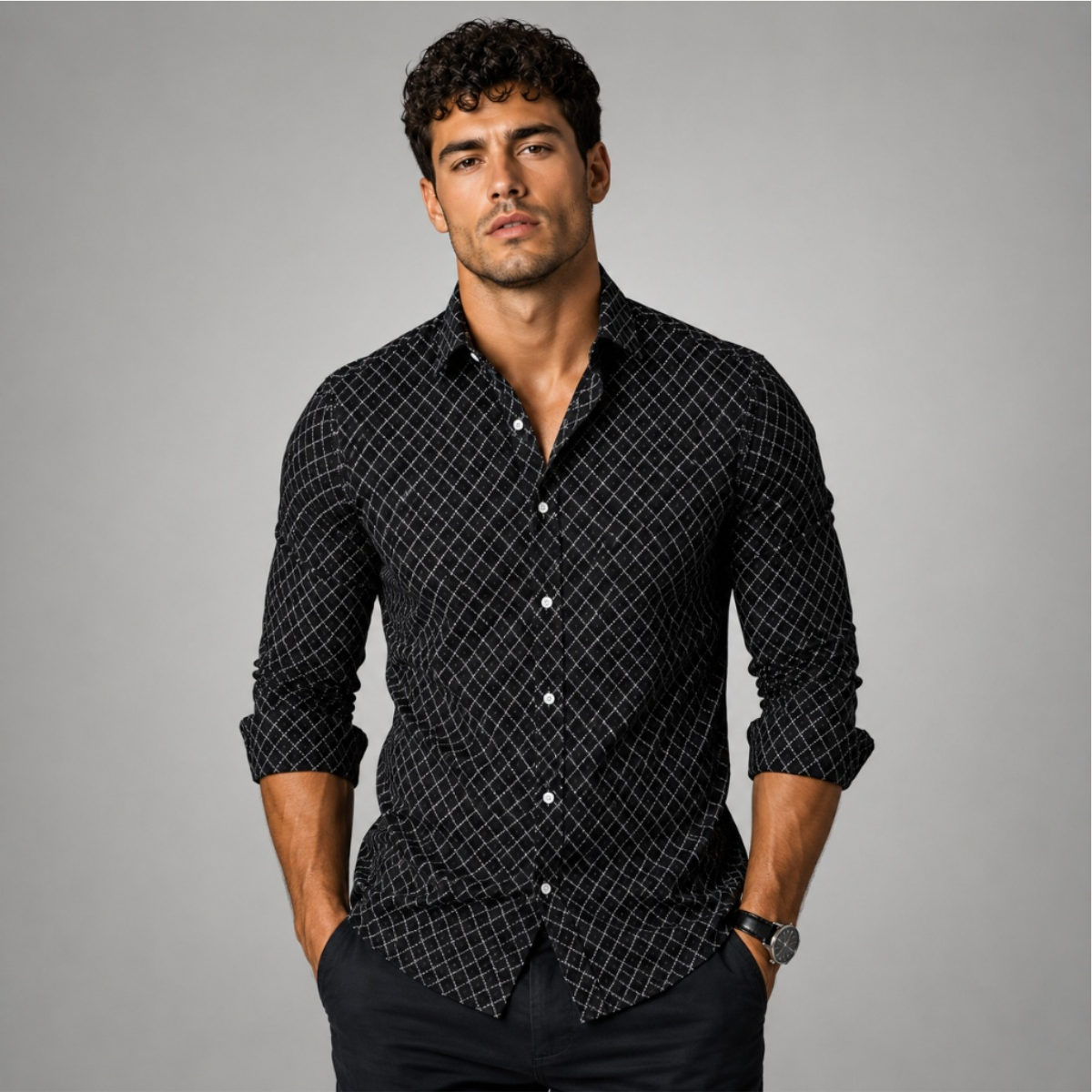 The Merano Men’s Geometric Print Button Down Shirt