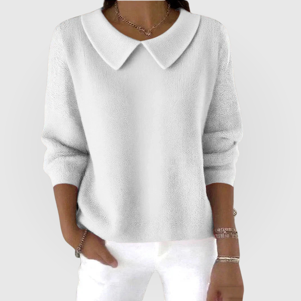 Women's Collared Sweater Long Sleeve Knit Pullover Casual Top