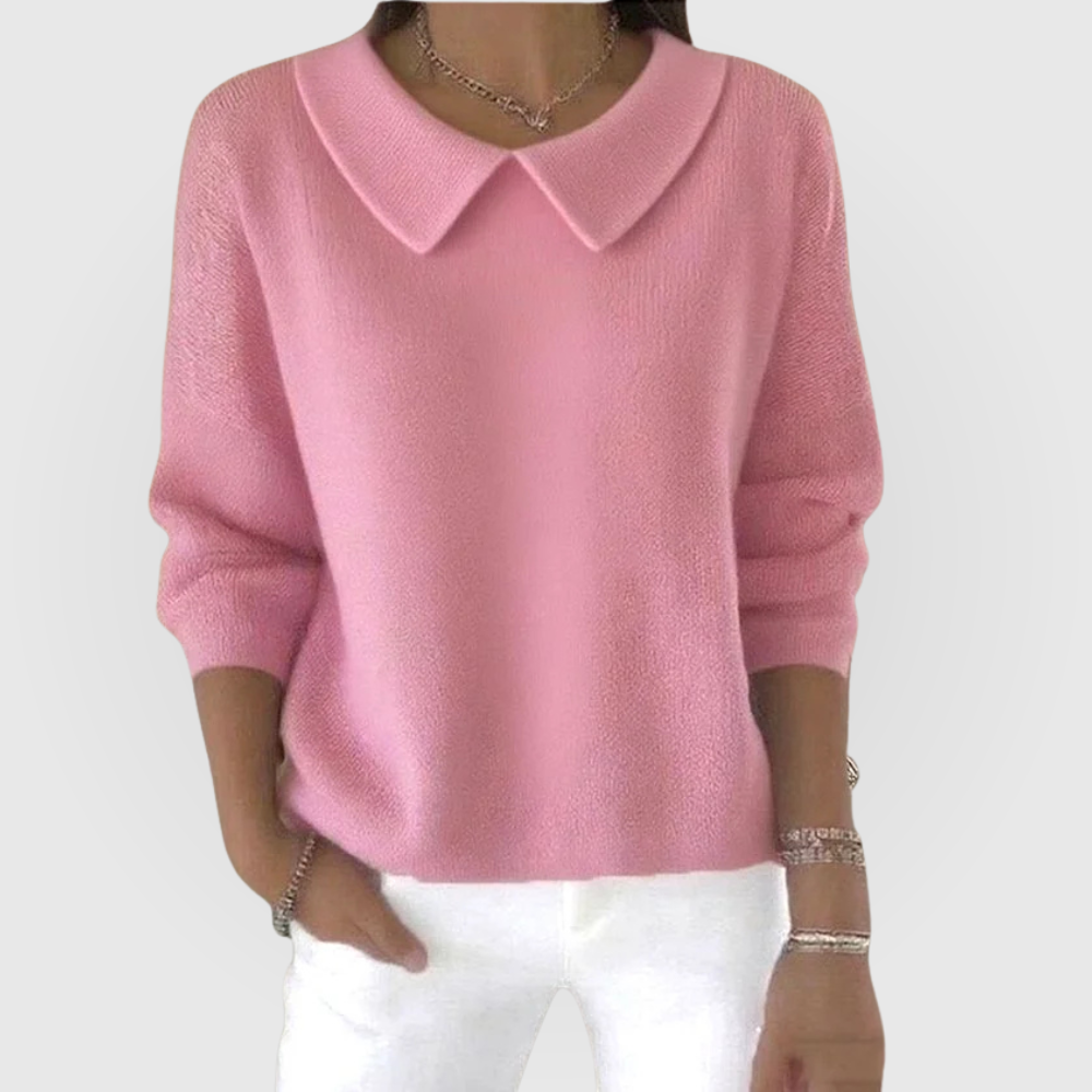 Women's Collared Sweater Long Sleeve Knit Pullover Casual Top