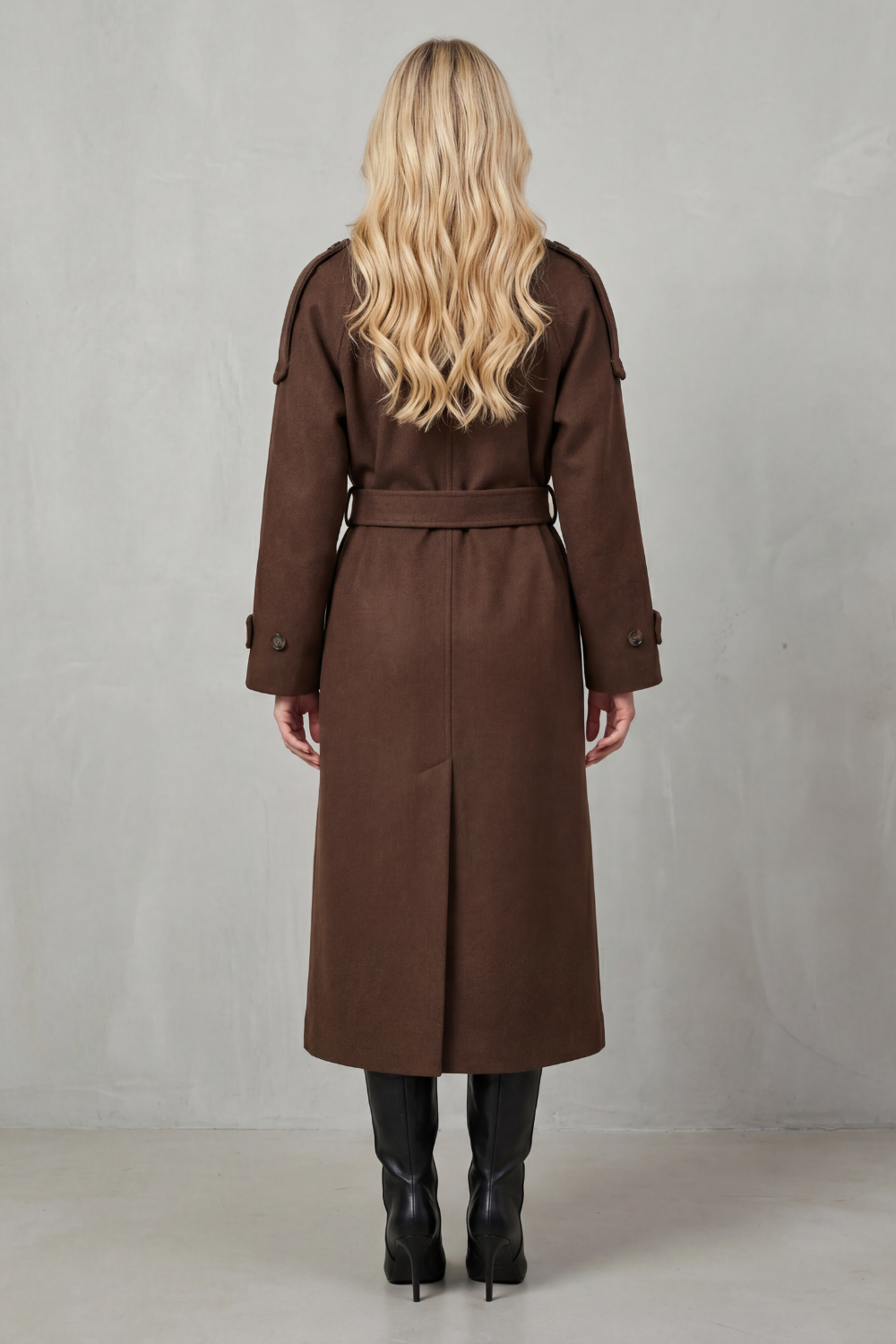 Women's Double-Breasted Trench Coat Belted Oversized Wool Winter Long