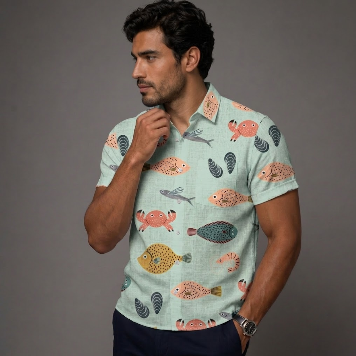 The Fairbrook Lane Men’s Retro Linen Hawaiian Beach Shirt