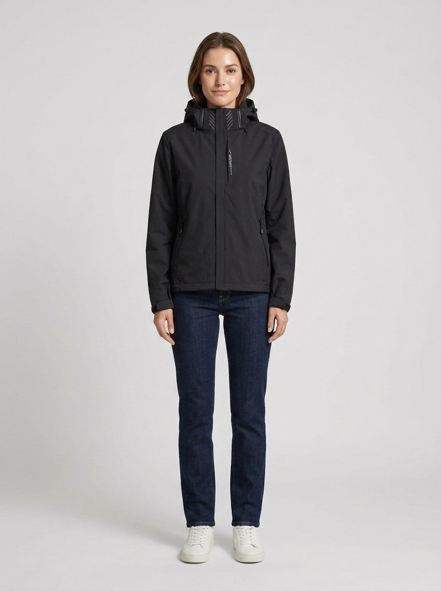 Women's Waterproof Hooded Jacket Zip Structured Performance Outdoor