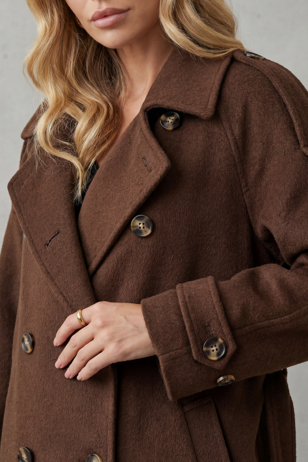 Women's Double-Breasted Trench Coat Belted Oversized Wool Winter Long