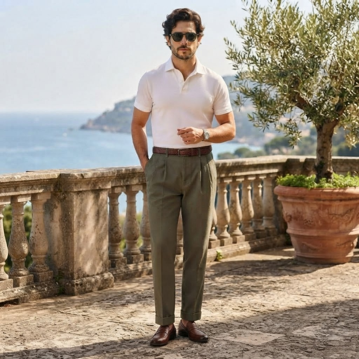 The Montfield Men’s Double Pleated High Waist Straight Leg Pants