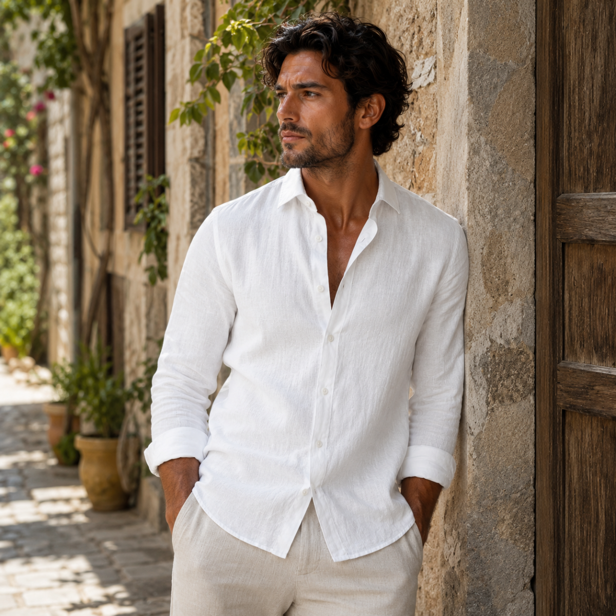 The Ironridge Men’s Linen Lightweight Turn Down Collar Trendy Shirt
