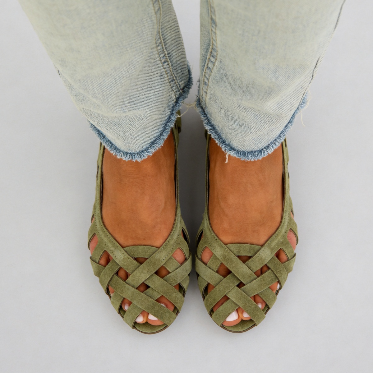 Women's Woven Peep Toe Flats Fisherman Cage Cutout Casual Ballet Shoes