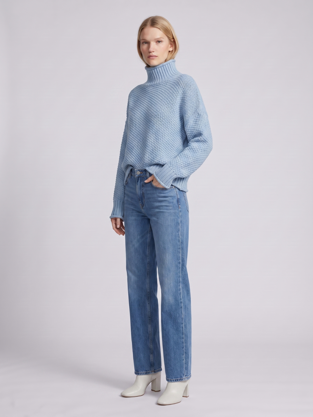 Women's Turtleneck Knit Sweater Chunky Loose Oversized Pullover Winter