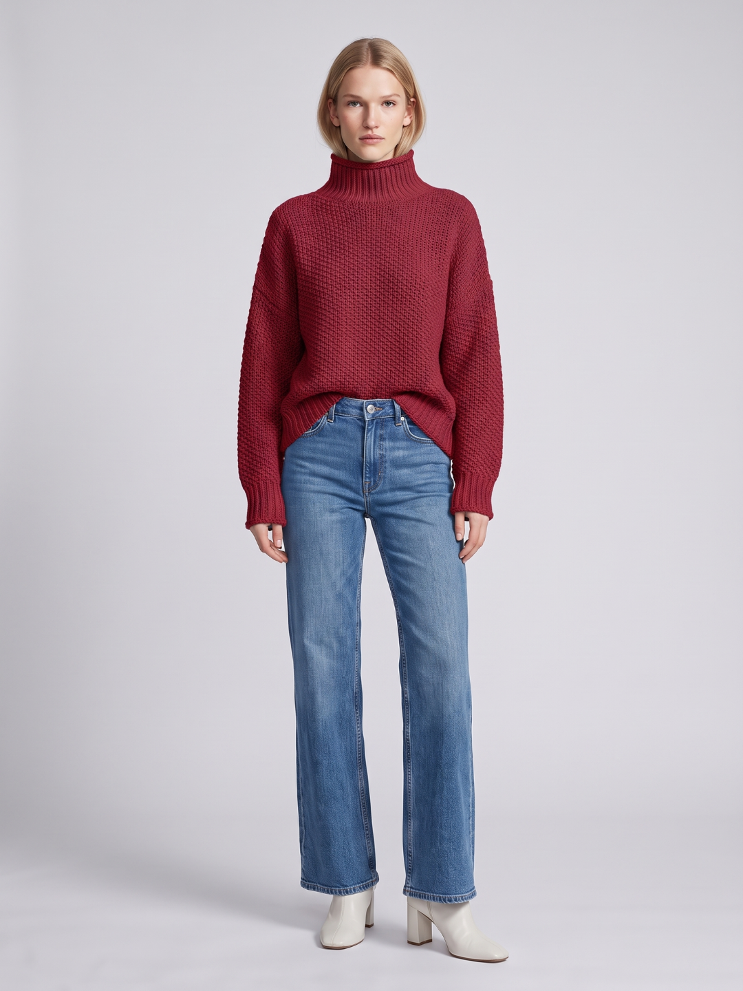 Women's Turtleneck Knit Sweater Chunky Loose Oversized Pullover Winter