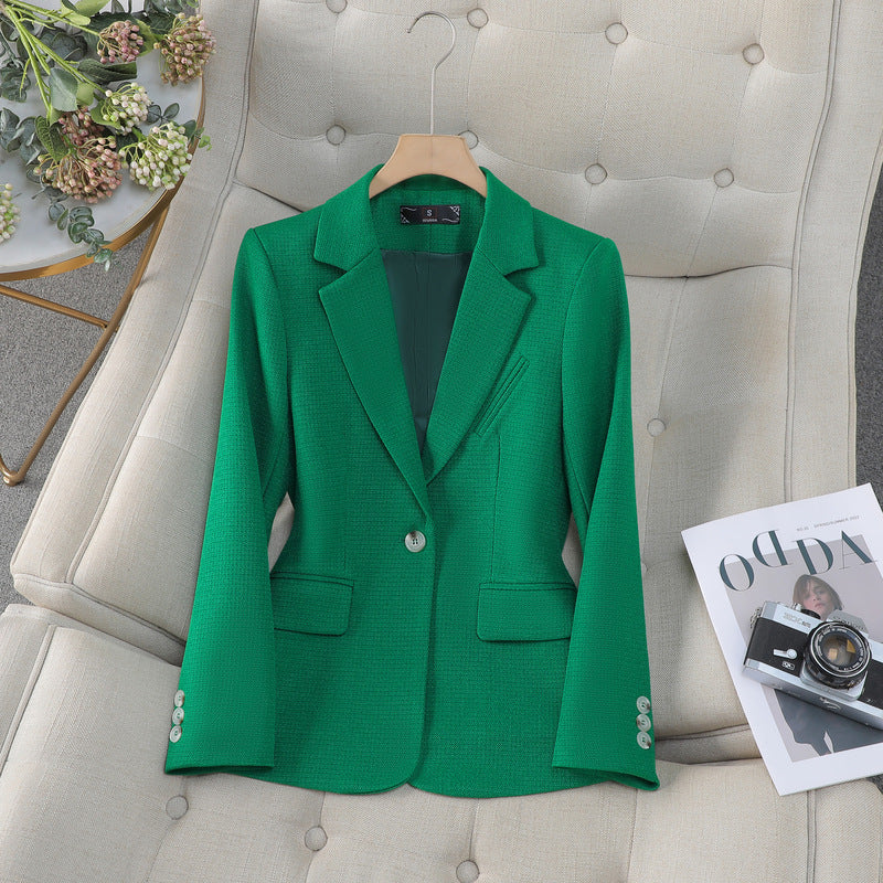 Women's Fitted Blazer Long Sleeve Notch Lapel Single Button Pockets Winter