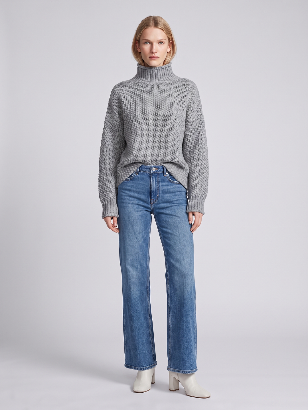 Women's Turtleneck Knit Sweater Chunky Loose Oversized Pullover Winter