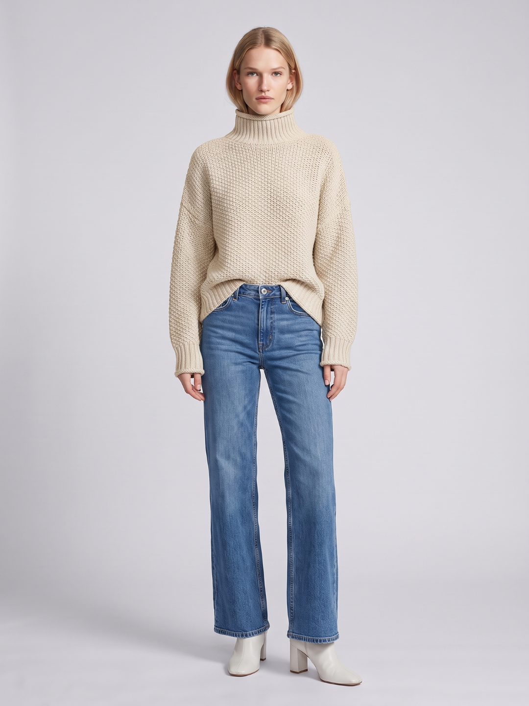 Women's Turtleneck Knit Sweater Chunky Loose Oversized Pullover Winter