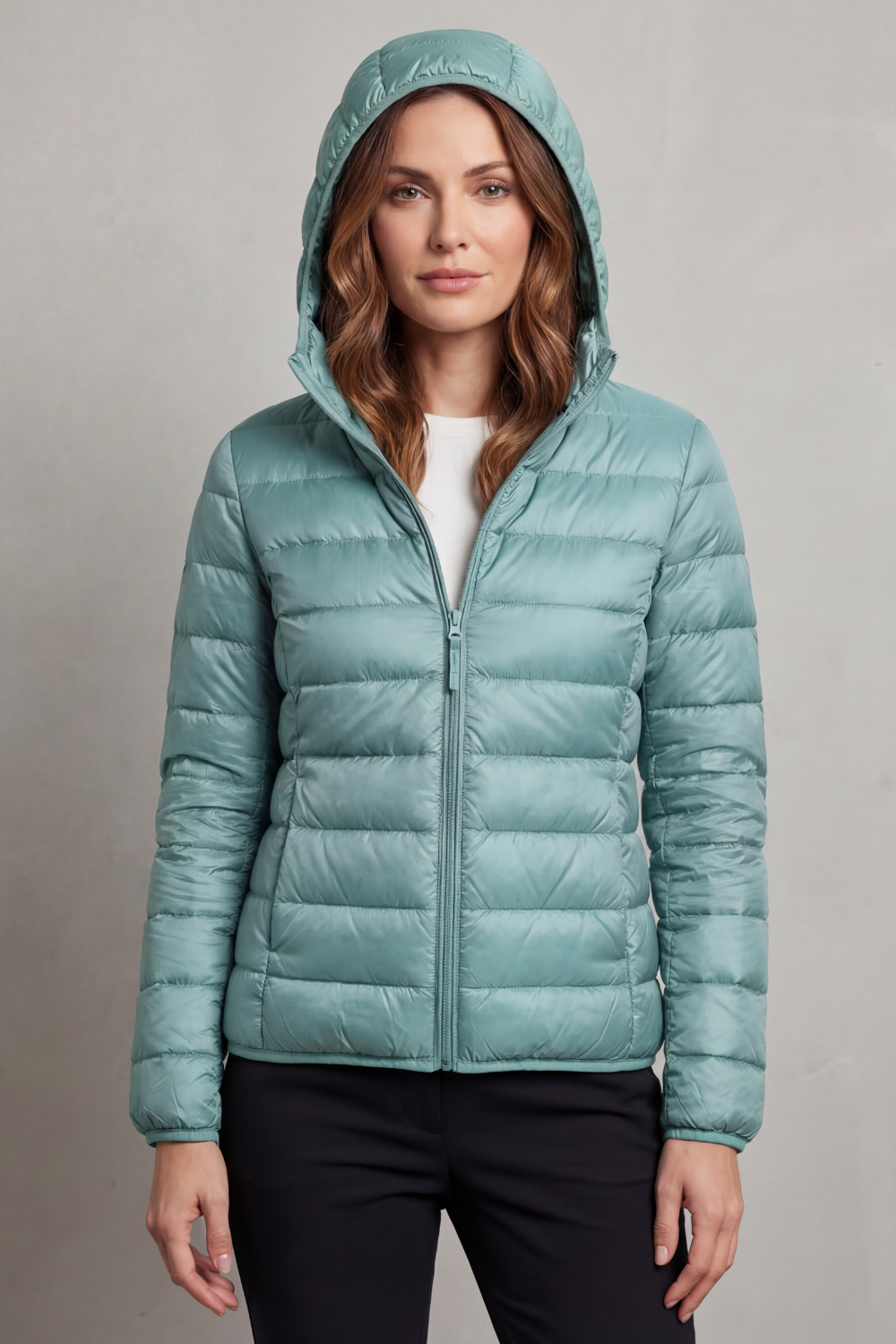 Women's Packable Hooded Puffer Jacket Ultra Light Full Zip Winter Coat