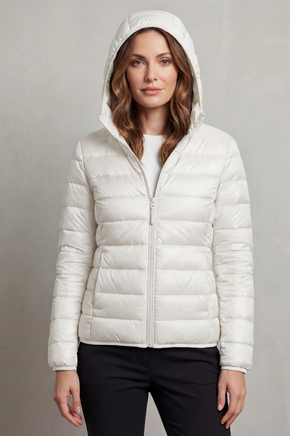 Women's Packable Hooded Puffer Jacket Ultra Light Full Zip Winter Coat