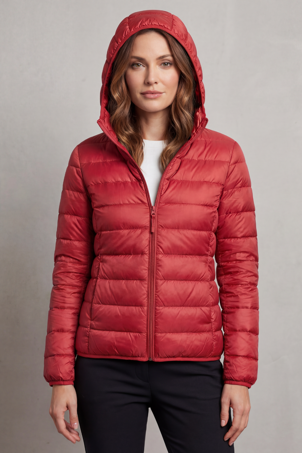 Women's Packable Hooded Puffer Jacket Ultra Light Full Zip Winter Coat