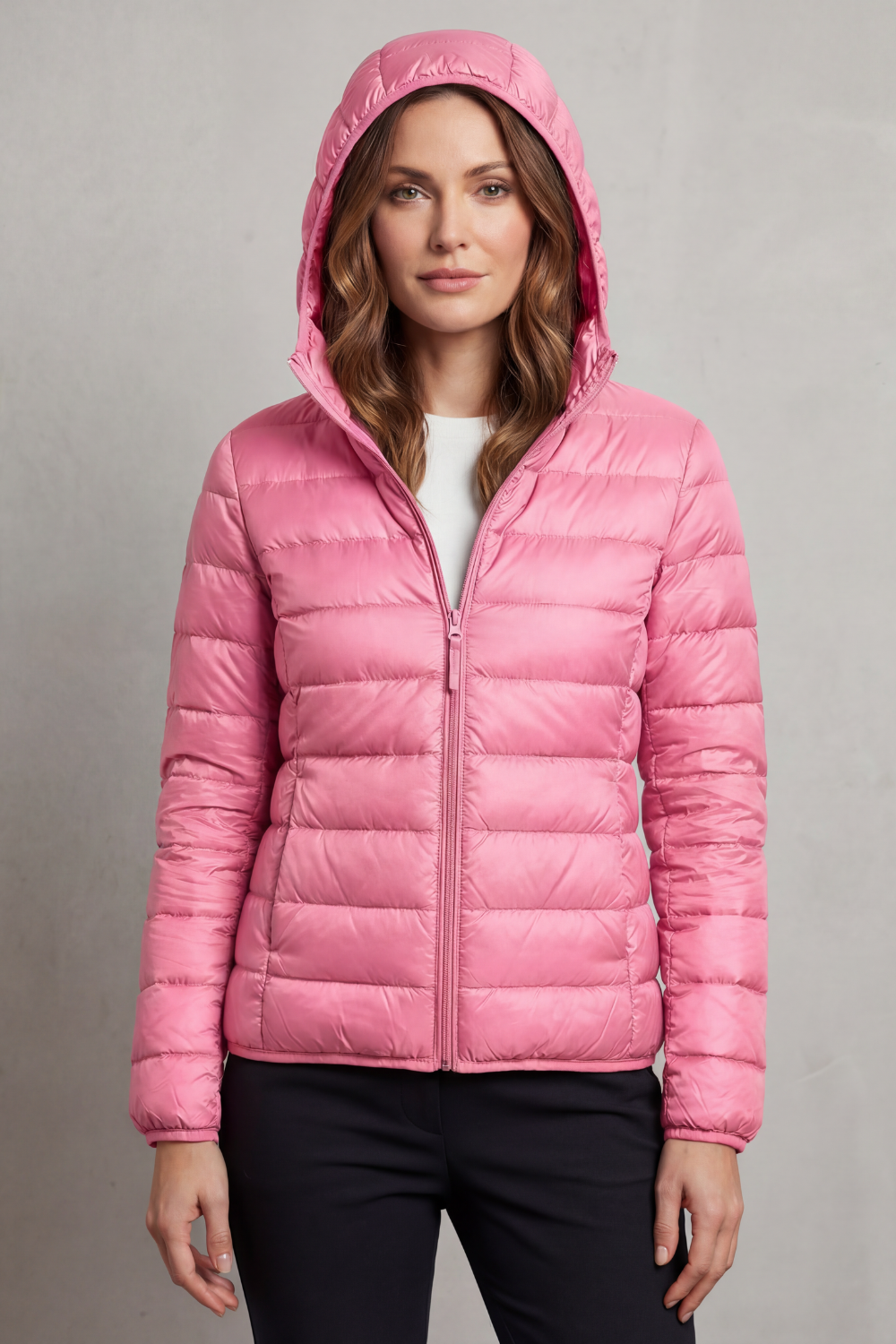 Women's Packable Hooded Puffer Jacket Ultra Light Full Zip Winter Coat