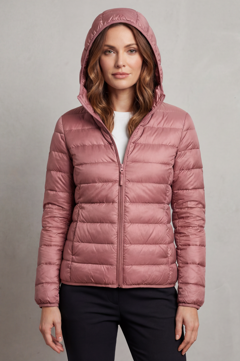 Women's Packable Hooded Puffer Jacket Ultra Light Full Zip Winter Coat