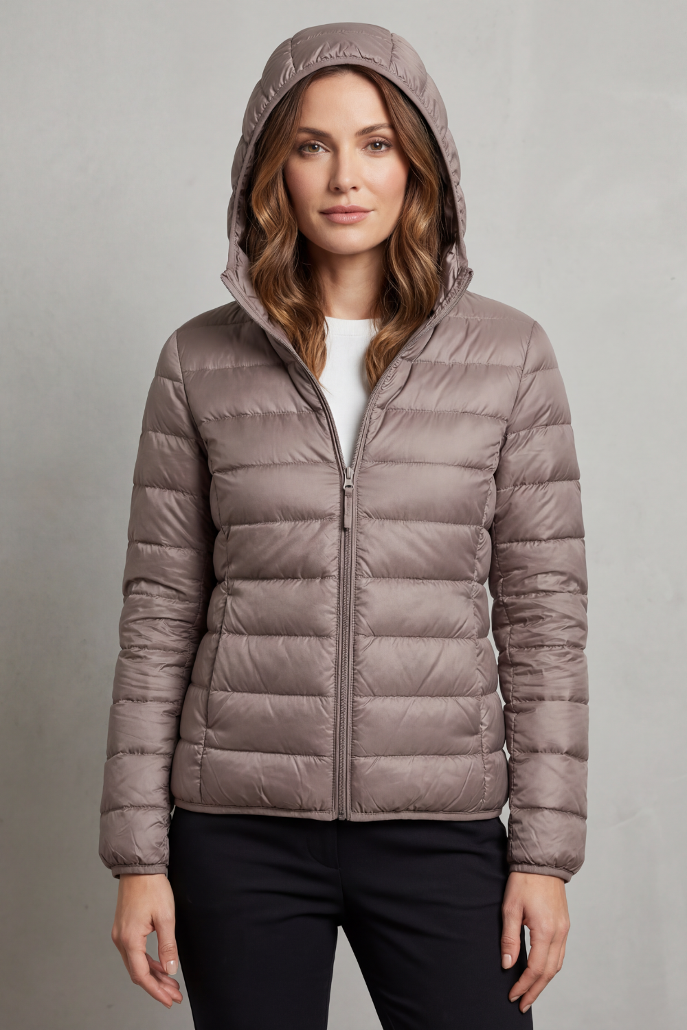 Women's Packable Hooded Puffer Jacket Ultra Light Full Zip Winter Coat