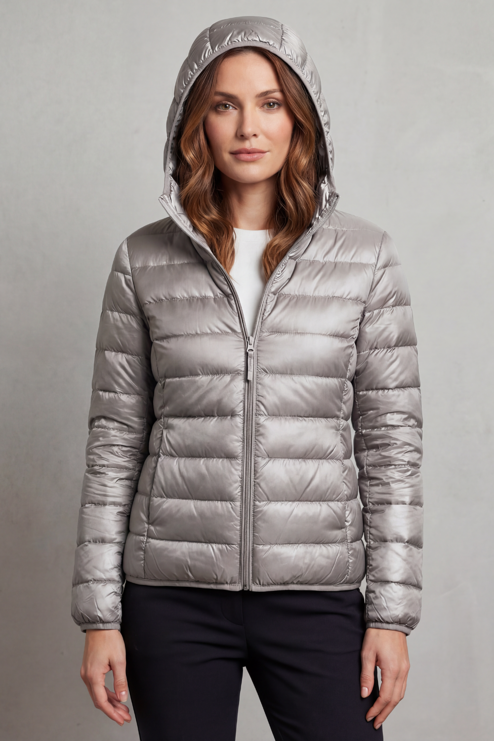 Women's Packable Hooded Puffer Jacket Ultra Light Full Zip Winter Coat