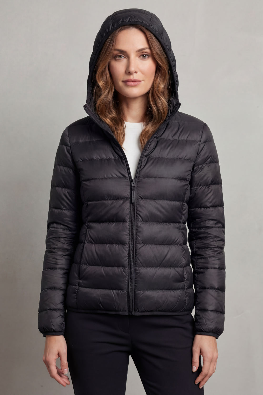 Women's Packable Hooded Puffer Jacket Ultra Light Full Zip Winter Coat