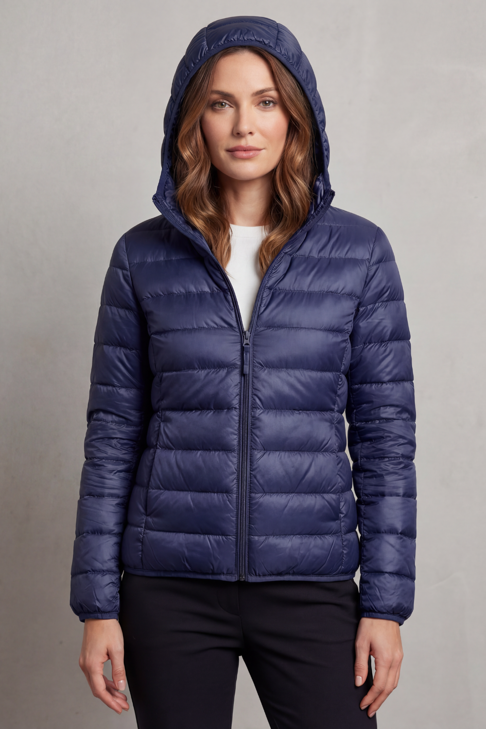 Women's Packable Hooded Puffer Jacket Ultra Light Full Zip Winter Coat