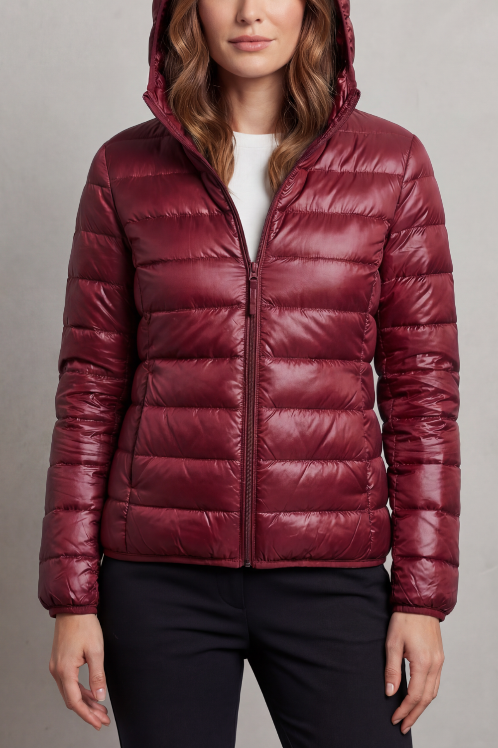 Women's Packable Hooded Puffer Jacket Ultra Light Full Zip Winter Coat